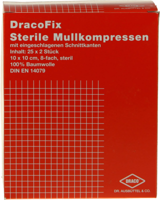 DRACOFIX PEEL Kompressen 10x10 cm steril 8fach