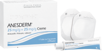 ANESDERM 25 mg/g + 25 mg/g Creme + 2 Pflaster