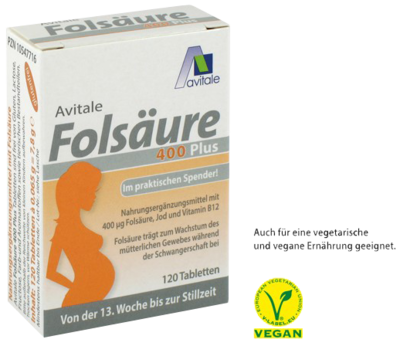 FOLSÄURE 400 Plus B12+Jod Tabletten