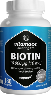 BIOTIN 10 mg hochdosiert vegan Tabletten